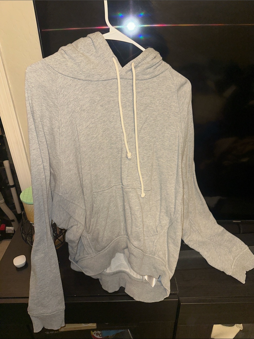 Madewell MWL sz large Light Gray Hoodie Sweater with Drawstring Hood